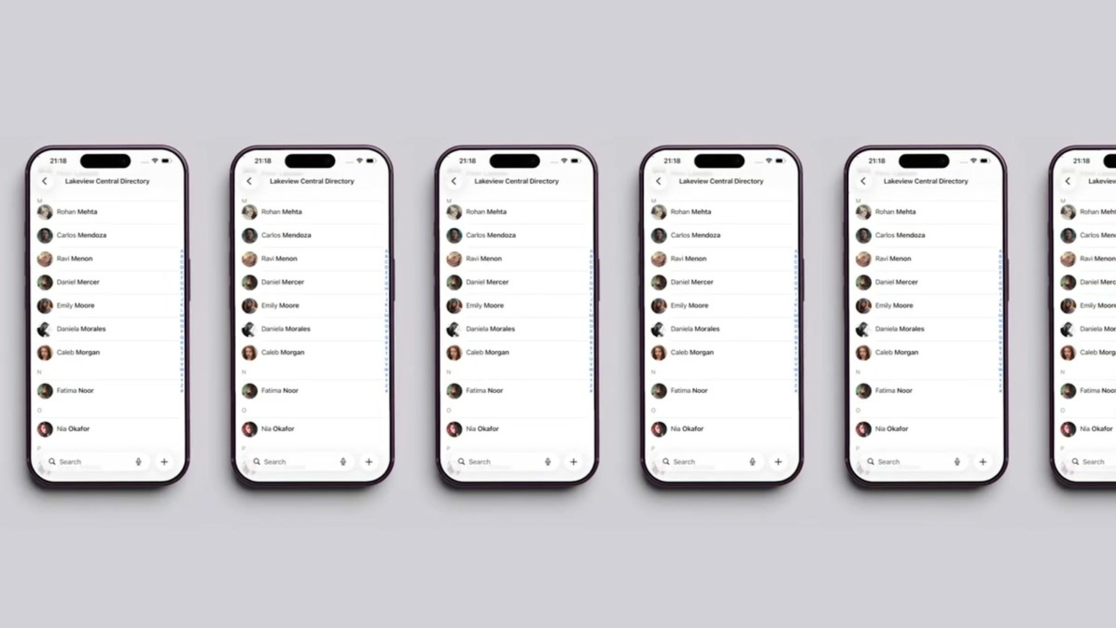 Contactzilla address book interface showing imported business contacts