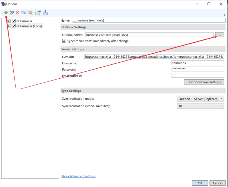 CalDAV Synchronizer tab