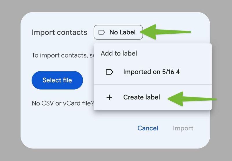 Importing a CSV into Google Contacts.