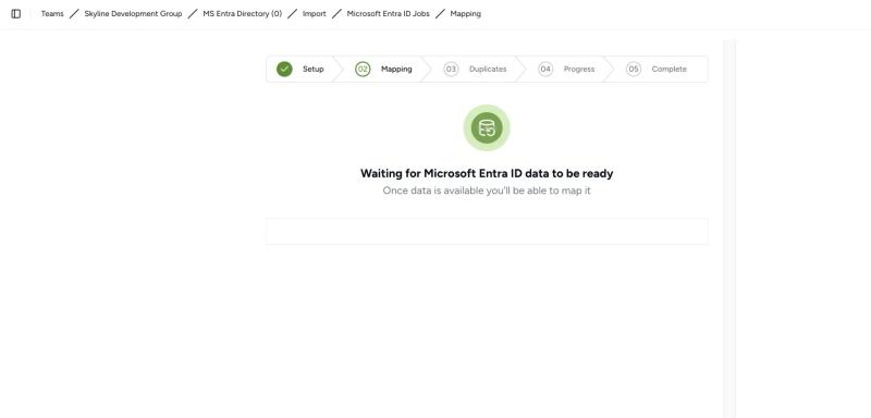 Contactzilla preparing Microsoft Entra ID data before field mapping begins