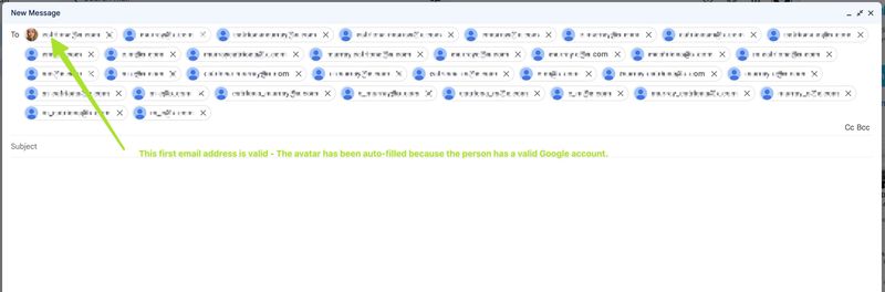 Testing the email address variations in the 'To' box in Gmail.