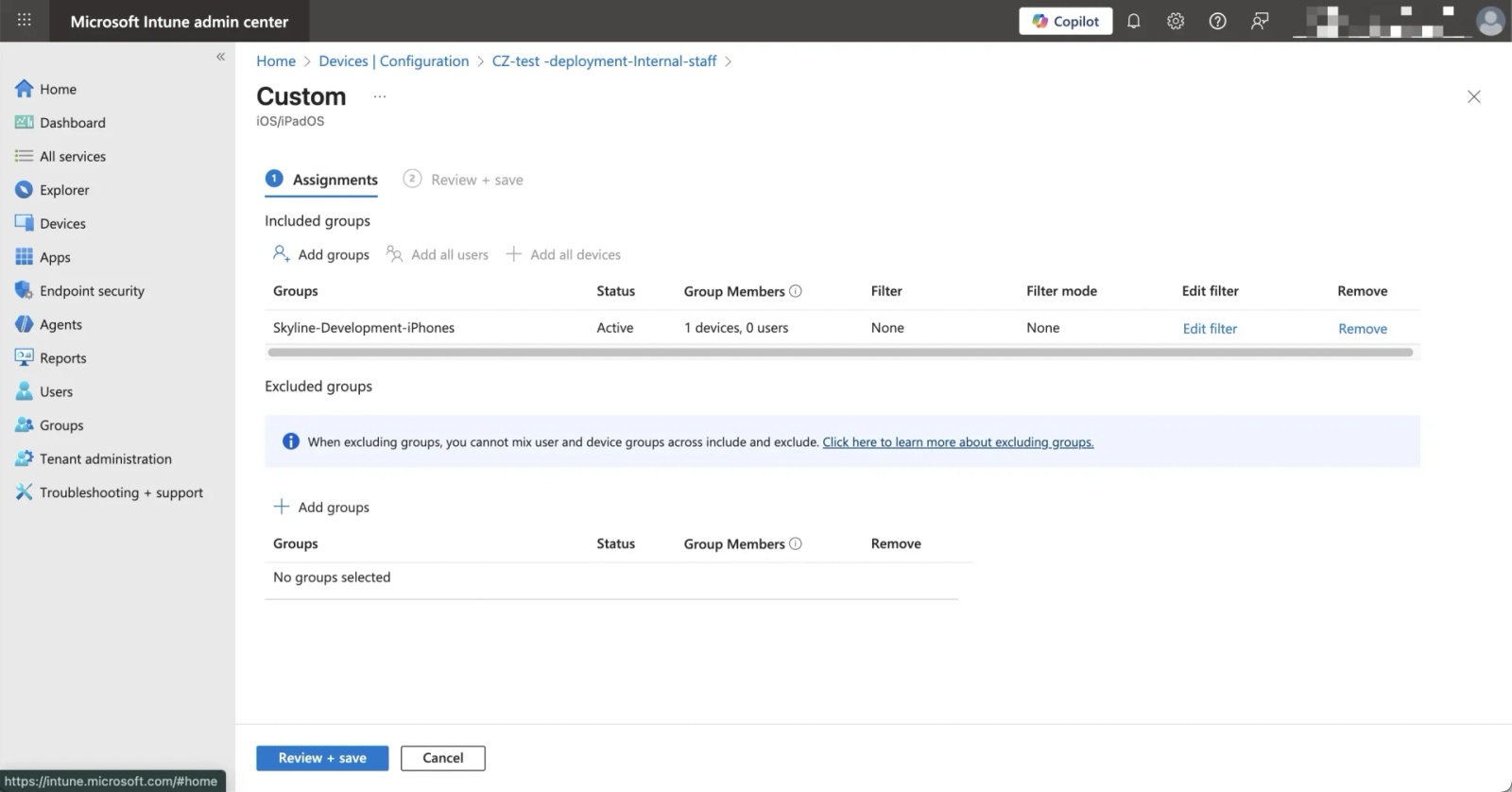 Deploy a managed Contactzilla contact list to iOS devices through Microsoft Intune using configuration profile assignments.