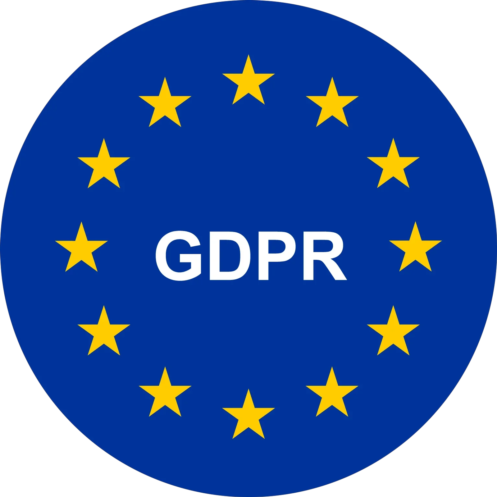 GDPR compliance logo using EU flag stars, representing European data privacy regulations