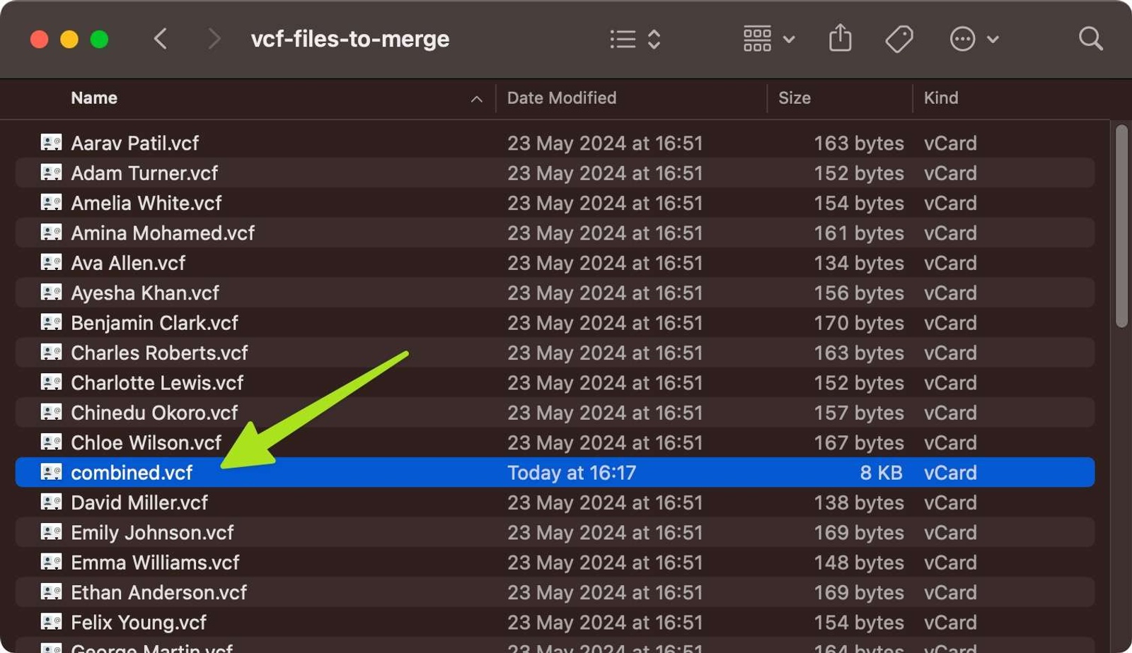 Merged vcf file is placed in the same folder that the individual vcf files are stored.