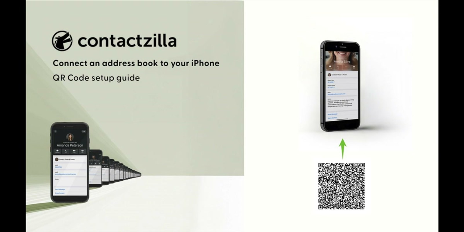 iPhone camera scanning a Contactzilla QR code