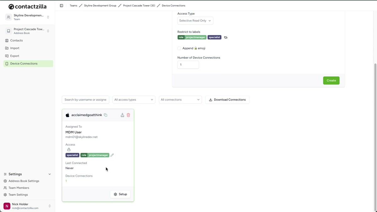 ManageEngine Mobile Device Manager Plus create profile screen with iOS selected and profile name entered