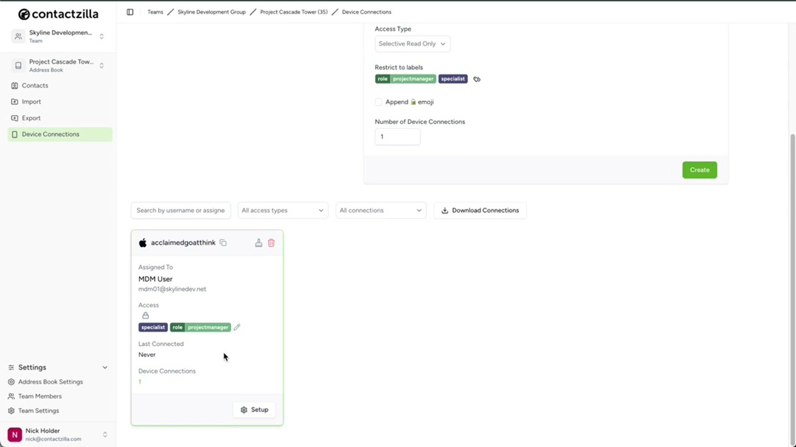 ManageEngine Mobile Device Manager Plus create profile screen with iOS selected and profile name entered