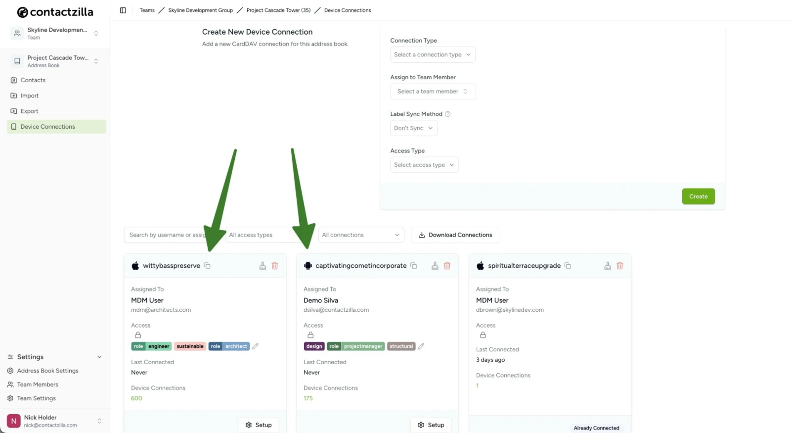 Illustration comparing a curated contact list versus an entire Global Address List (GAL) in an enterprise. The curated contact list shows a few selected contacts with names and details, while the GAL displays a large grid of colorful user icons representing every contact in the organization — highlighting the contrast between selective, managed access and the full company directory.