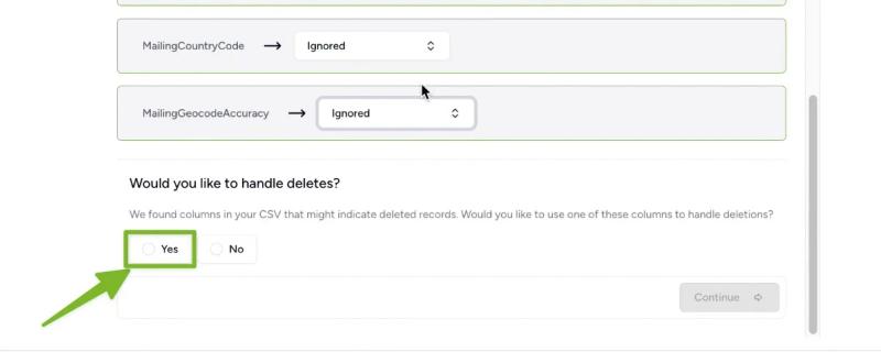 Prompt in Contactzilla asking whether to handle deletes using Salesforce data.