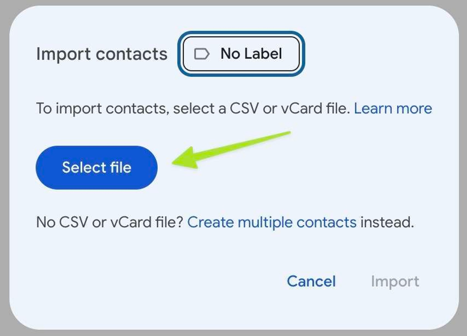 Selecting the Linkedin CSV file to import.
