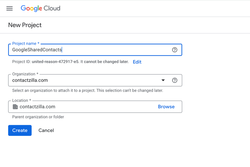 Create your project in the Google Cloud Developer console