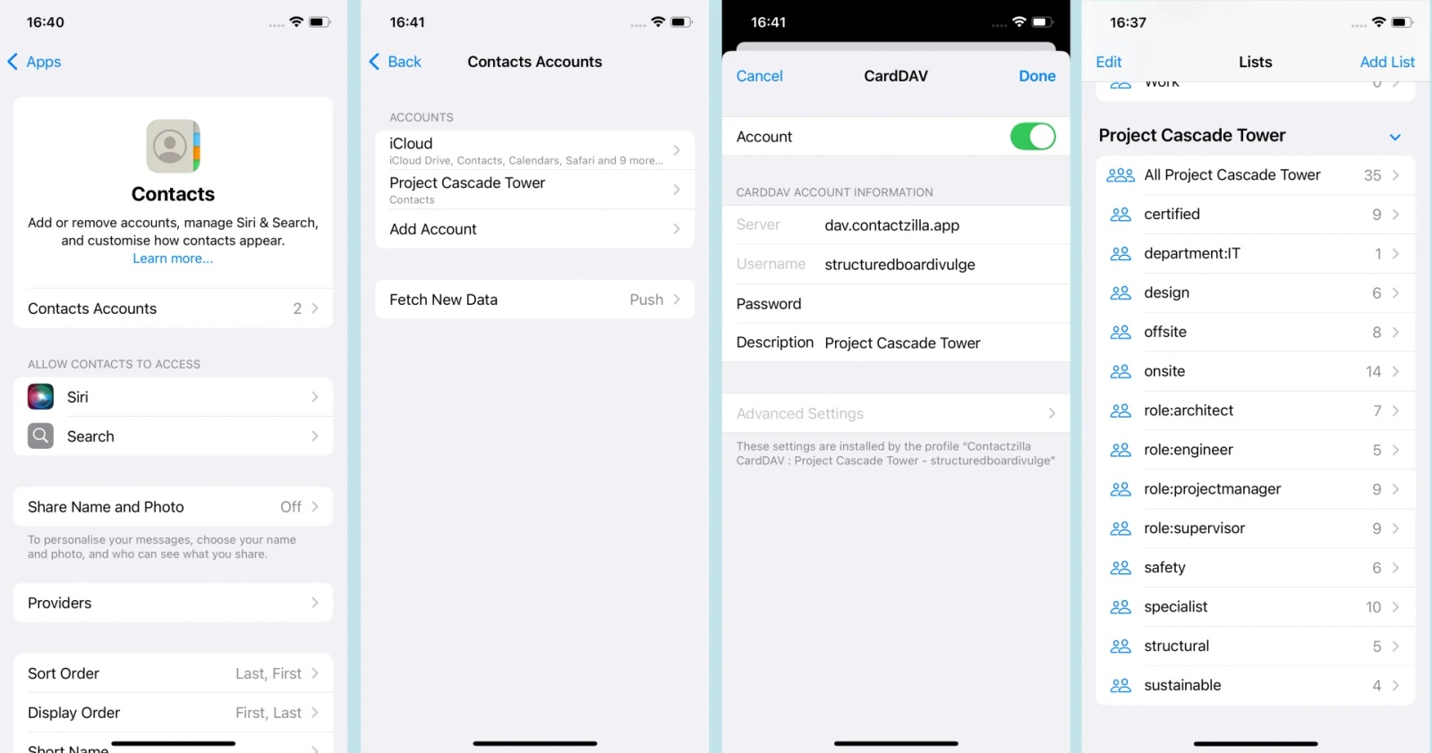 Contactzilla Microsoft Entra ID import setup showing OIDC connector selection for Microsoft Default Connector to sync Microsoft enterprise contacts.