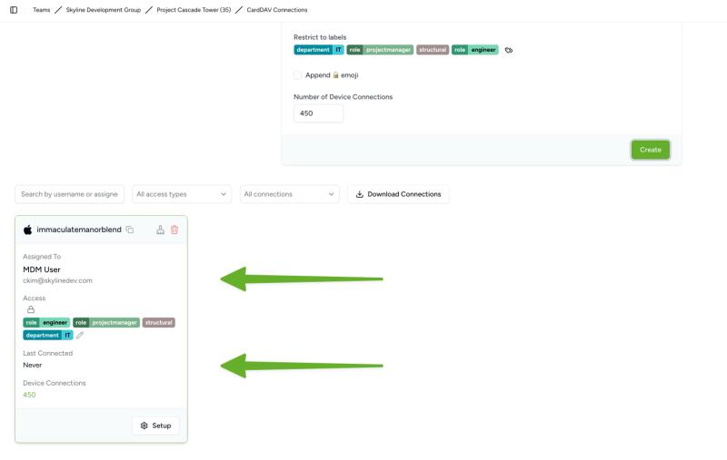 Selective read-only sync in Contactzilla showing label-based segmentation to deploy department or role-specific contacts to Intune-managed devices.