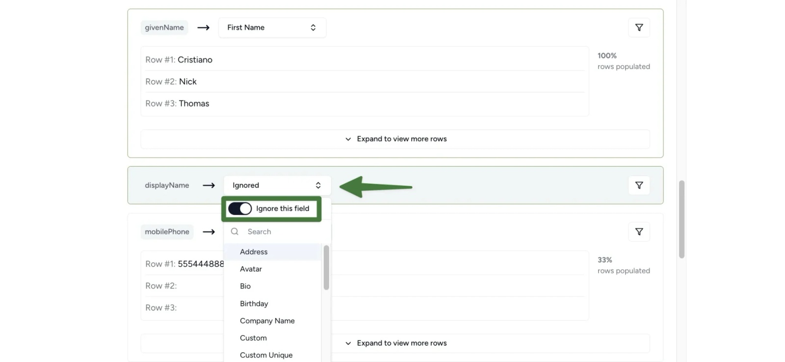 Ignore unwanted Microsoft Entra ID fields during Contactzilla contact mapping