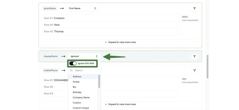 Ignore unwanted Microsoft Entra ID fields during Contactzilla contact mapping