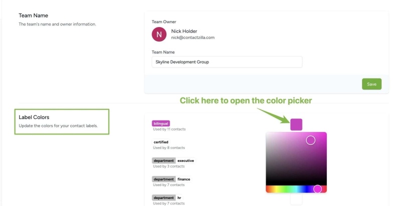 Color Coding Labels in Contactzilla - Contactzilla Help