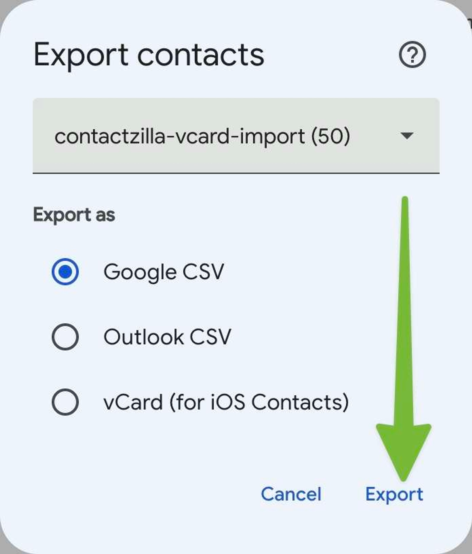 Add a label to your Google contacts import.