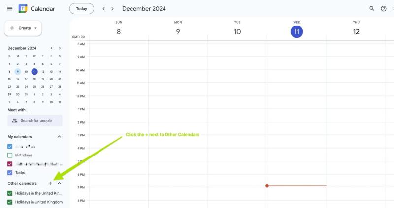 Showing the plus icon in the 'Other Calendars' section within Google Calendar to then be able to add in the public Calendar URL from iCloud.