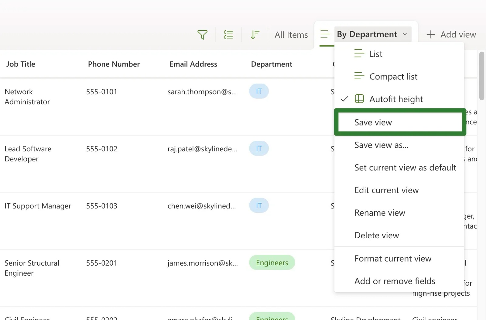 Google Sheets selection of multiple contact rows and columns highlighted with Copy command in context menu