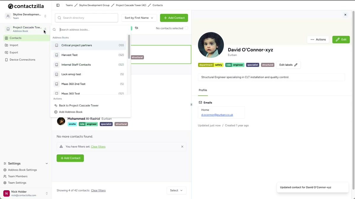 SOTI MobiControl policy assignment dialog showing the Skyline Field Devices Android group selected for assignment