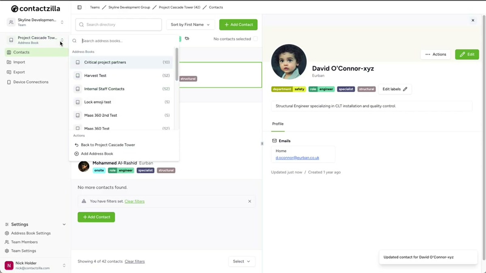 SOTI MobiControl policy assignment dialog showing the Skyline Field Devices Android group selected for assignment