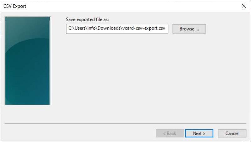 Import menu from within Windows Contacts.