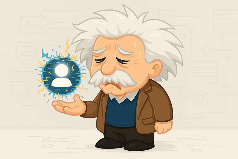 Logo from Einstein Activity Capture holding a contact icon and looking very upset.