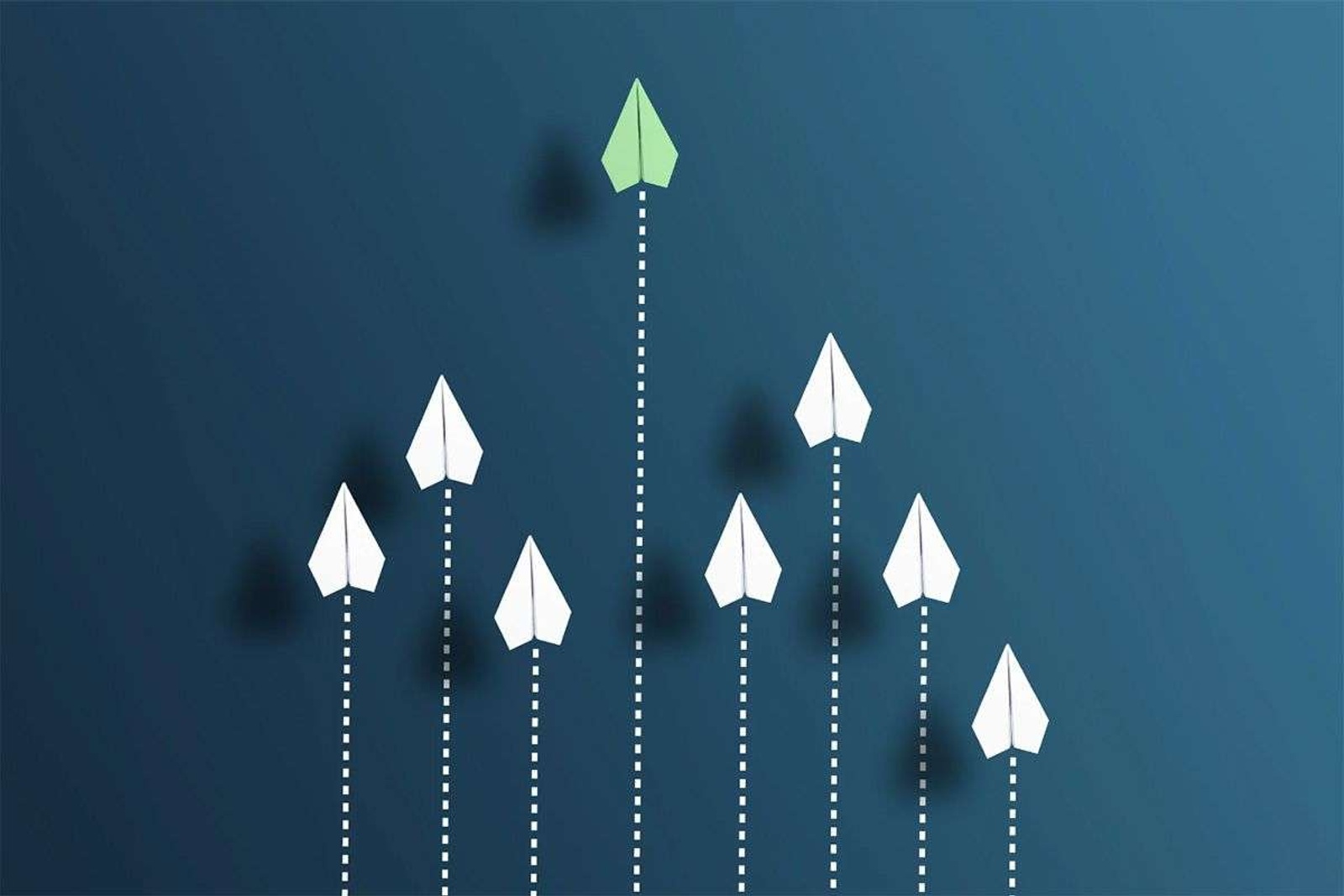 Paper aeroplane going faster than other planes.