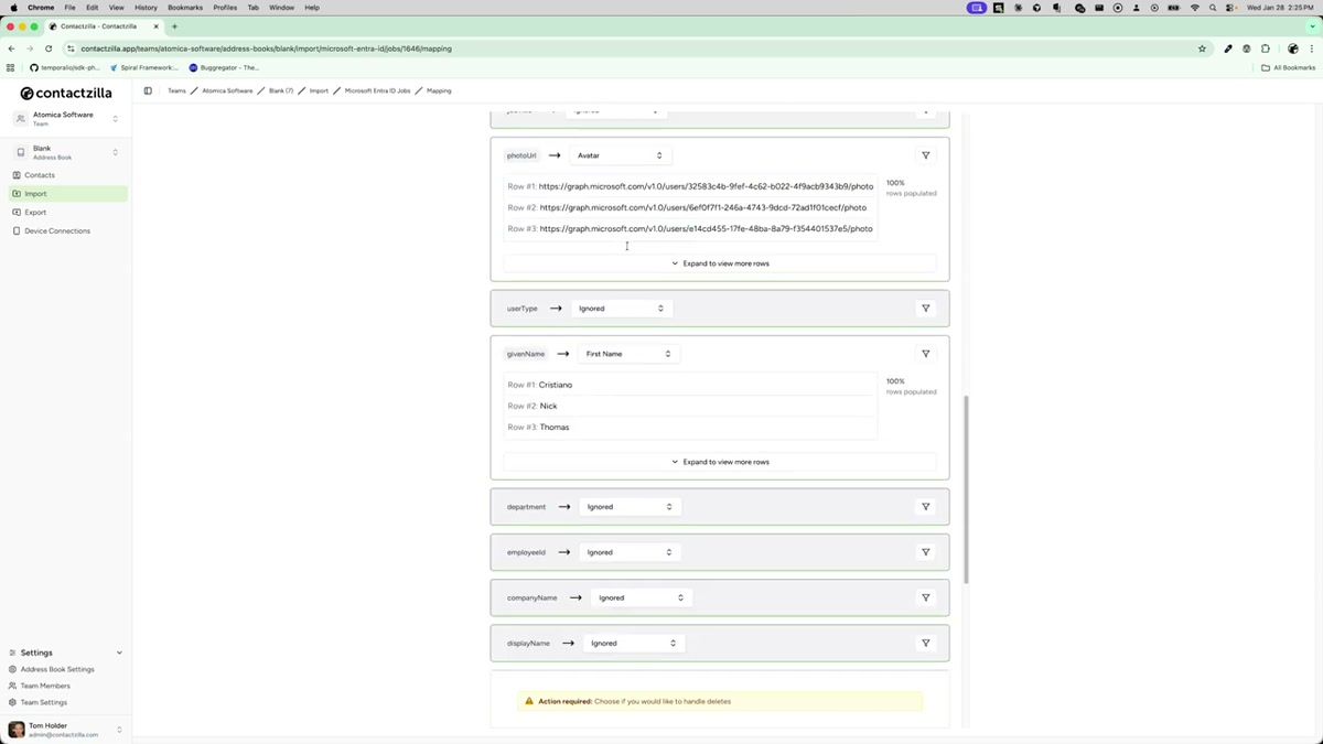 Import status showing Requires Mapping after clearing saved mapping and running a new sync
