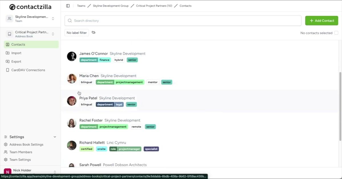 Adding Aisha Patel's email address and selecting Address Book Limited access level