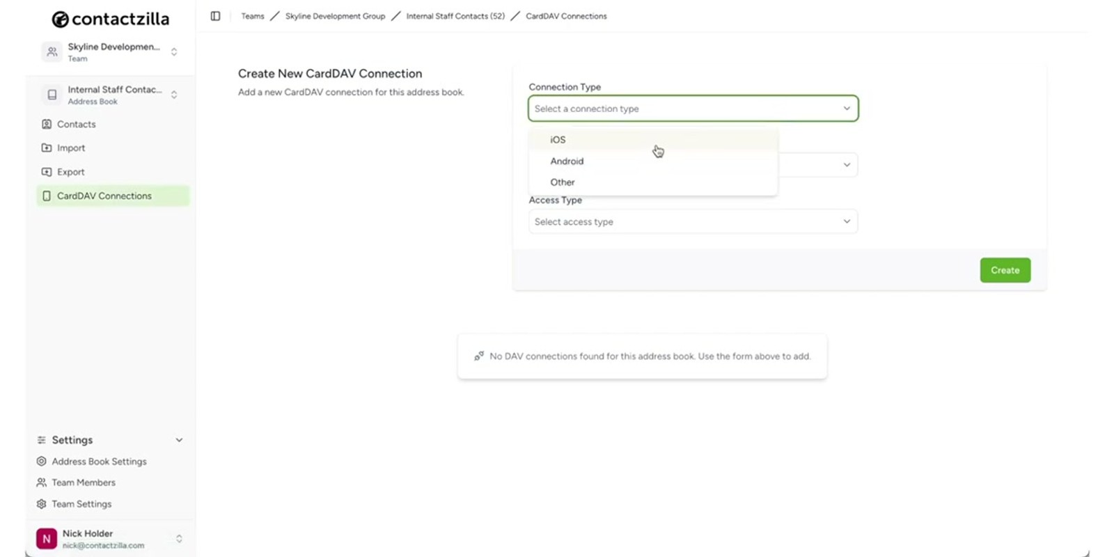 Contactzilla contact organization view showing labels, group tags, and custom fields including badge numbers and employee IDs
