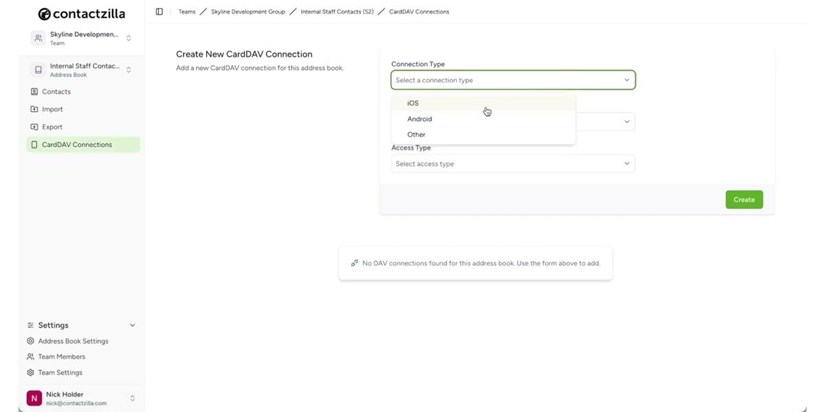 Contactzilla contact organization view showing labels, group tags, and custom fields including badge numbers and employee IDs