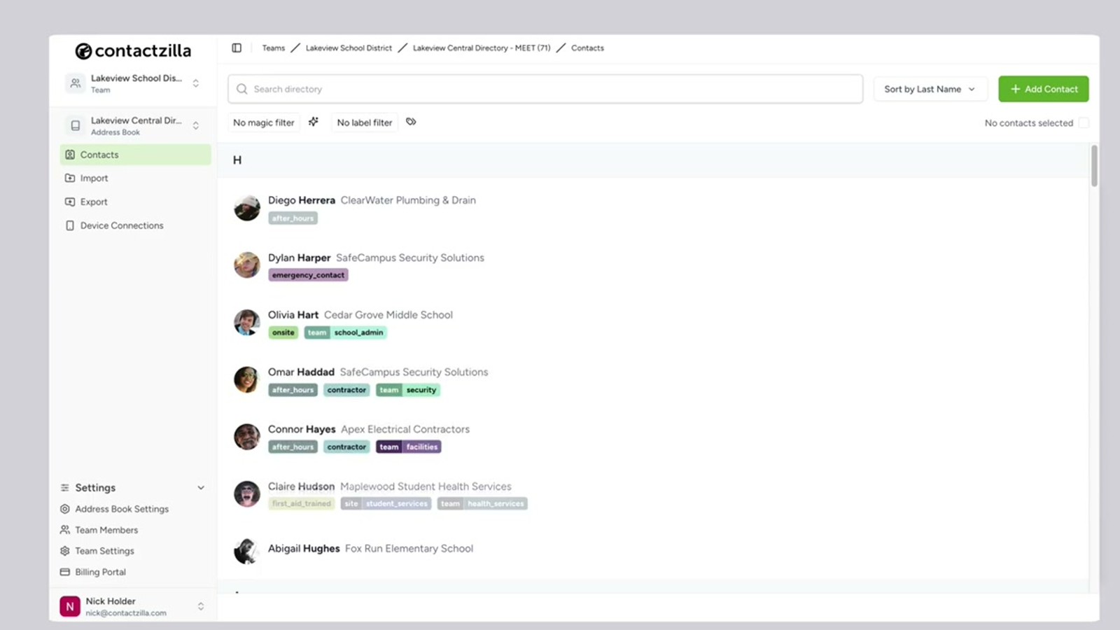 Locking down a contact list inside Contactzilla for managed deployment
