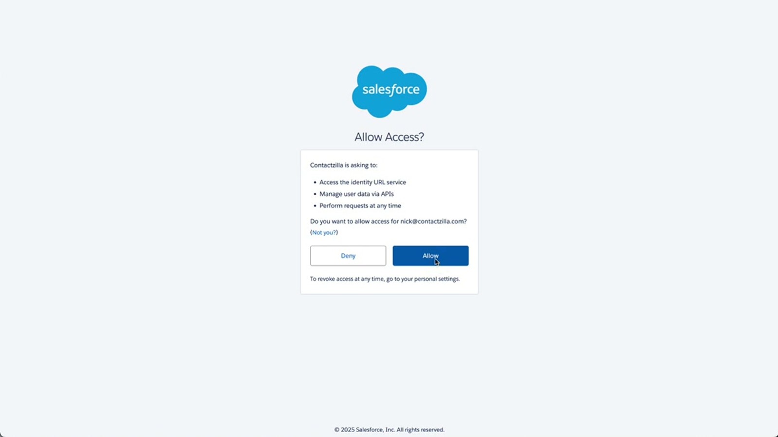 Salesforce package installation screen showing the Install for Admins Only option selected with confirmation checkbox