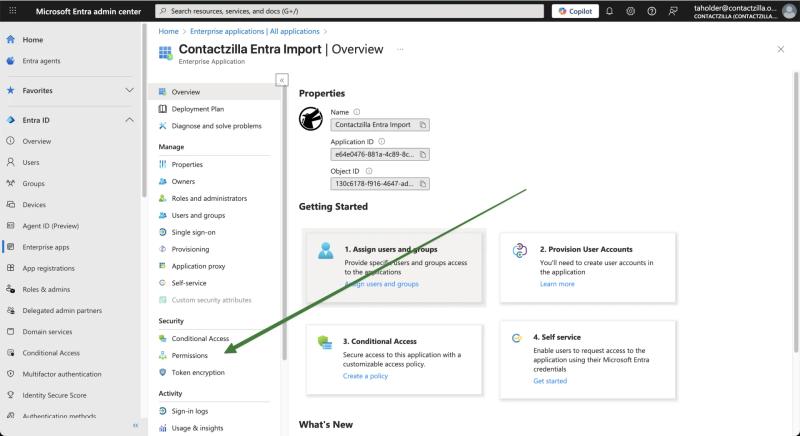 Contactzilla Entra Import enterprise application overview in Microsoft Entra admin center