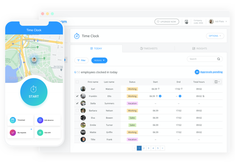 Connecteam's mobile app showcasing task management and team communication features