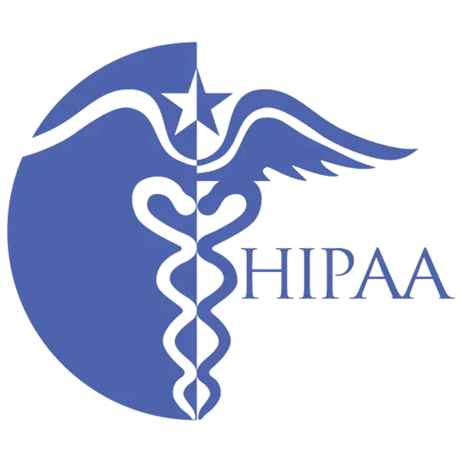 HIPAA compliance logo in blue, representing data protection and healthcare privacy