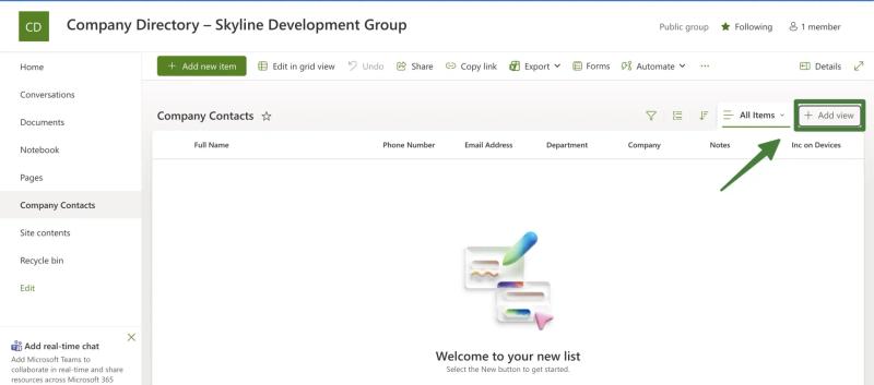 SharePoint add column dialog displaying Email Address as column name with Single line of text type selected