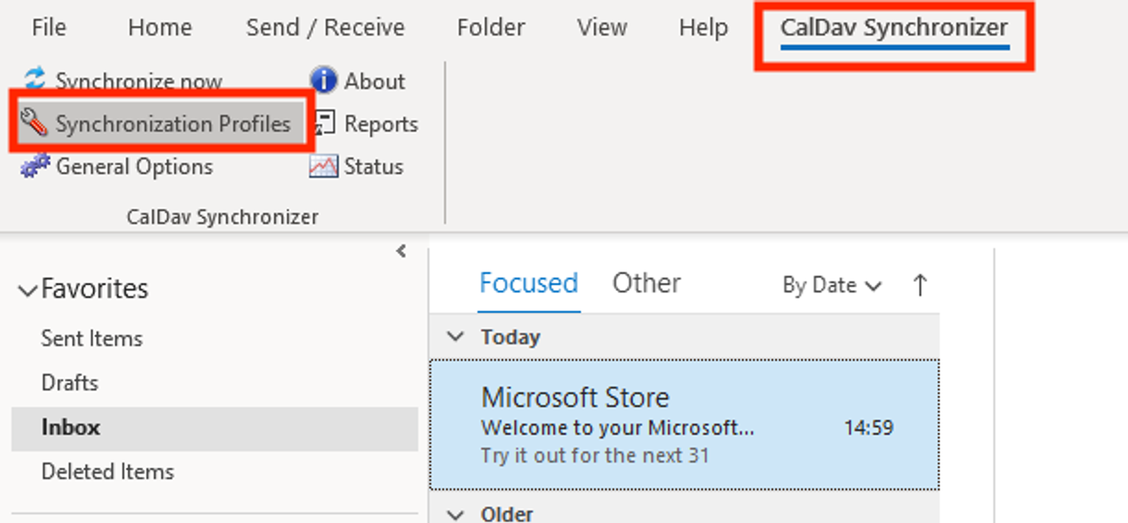 CalDAV Synchronizer tab