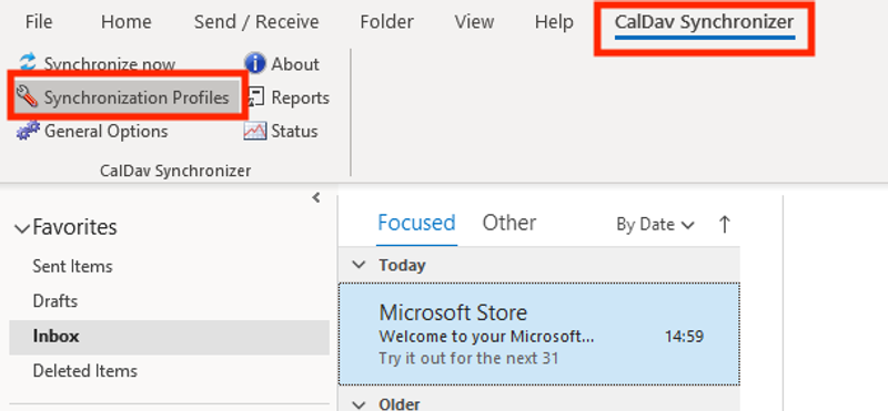 CalDAV Synchronizer tab