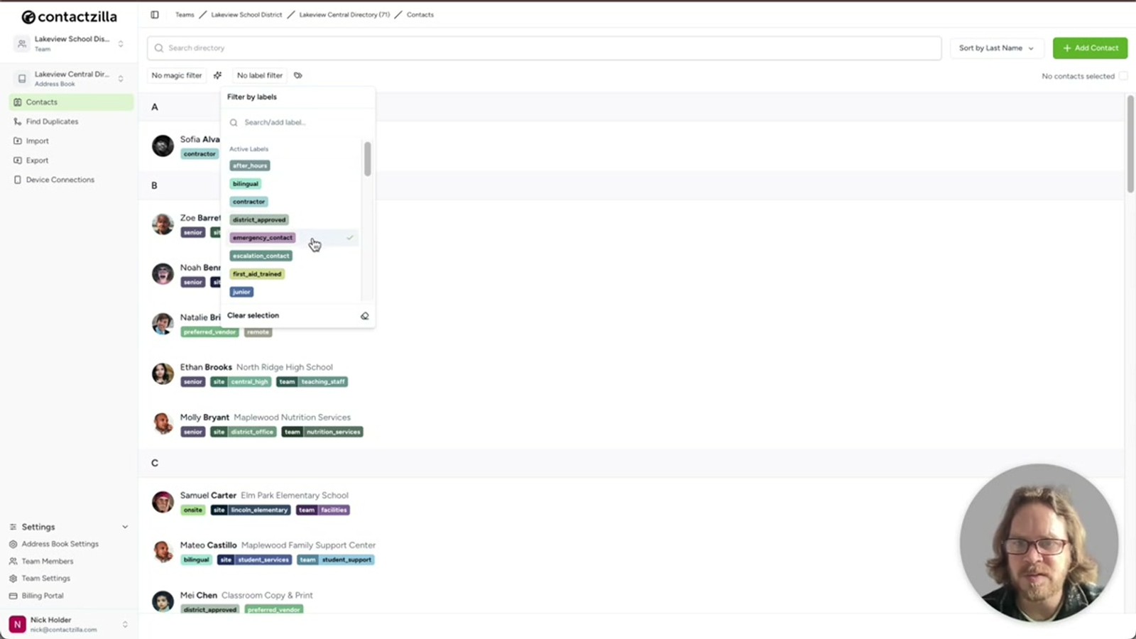 Side-by-side view of Contactzilla dashboard edit and the updated contact appearing on the iPhone