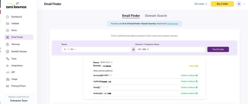 Zero Bounce's interface when it has found a catch-all email address.