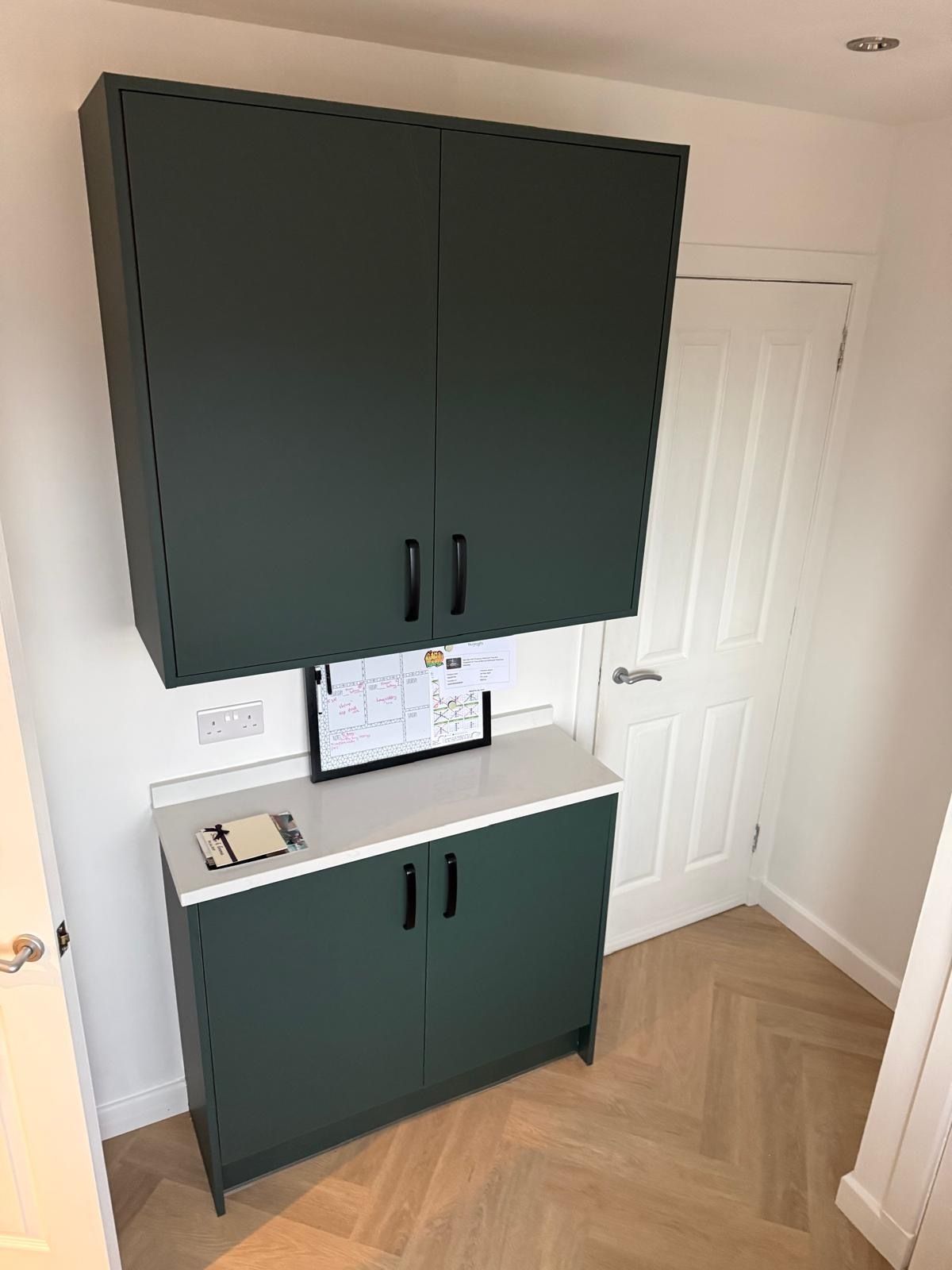 Wren kitchen units and herringbone vinyl floor in a Tranent home