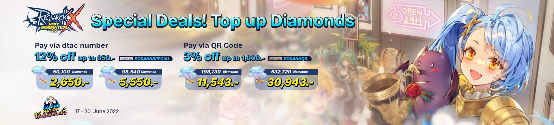 Special Deals for Ragnarok X! Top up Diamonds 