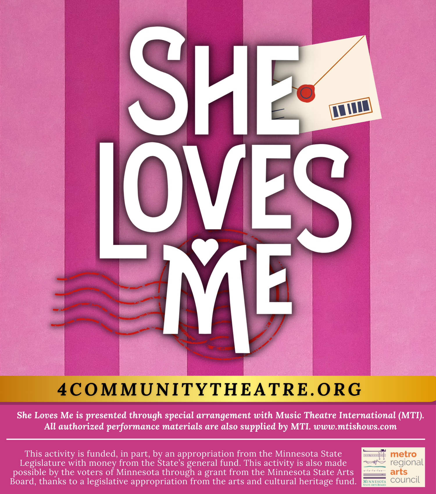 poster for She Loves Me by 4 Community Theatre