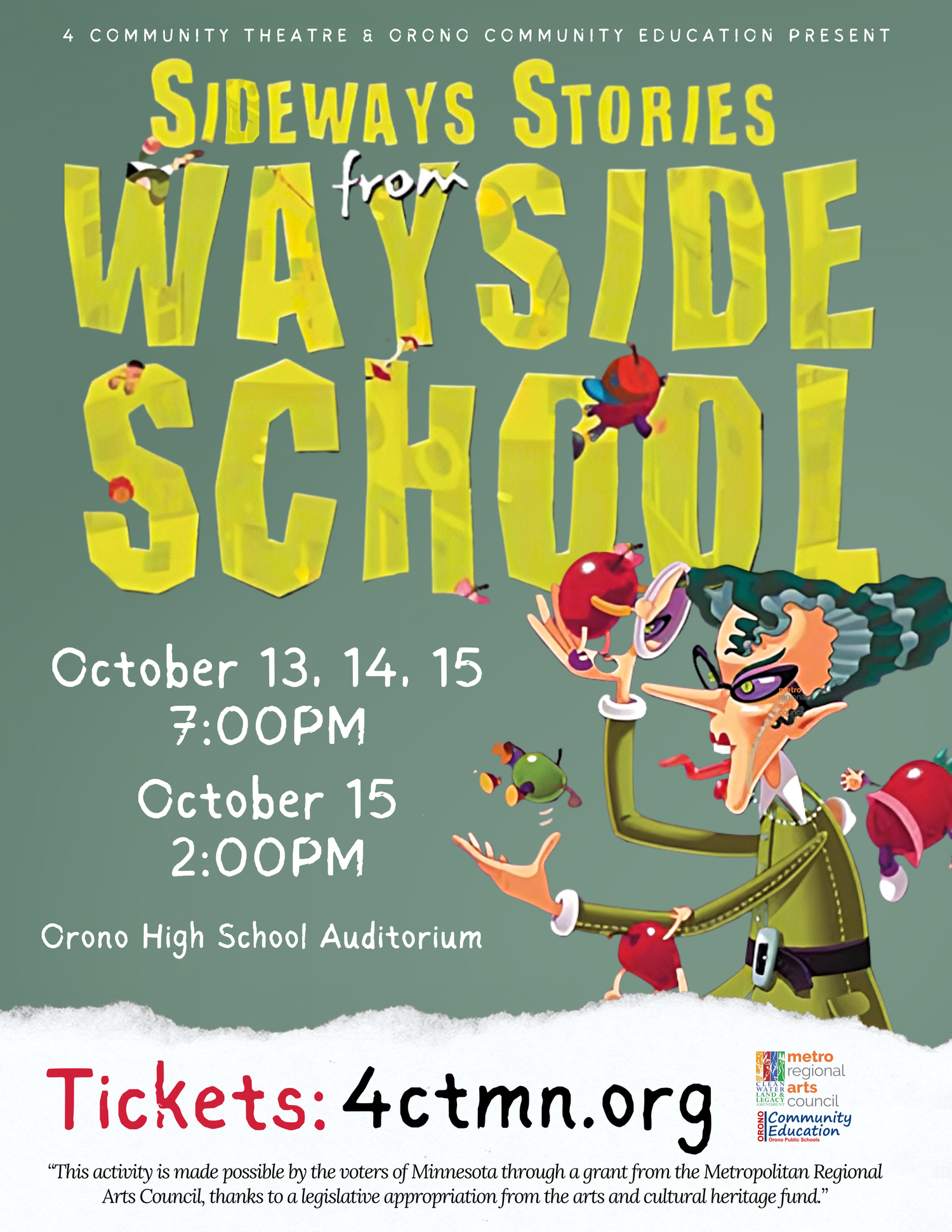 poster for Sideways Stories from Wayside School by 4 Community Theatre