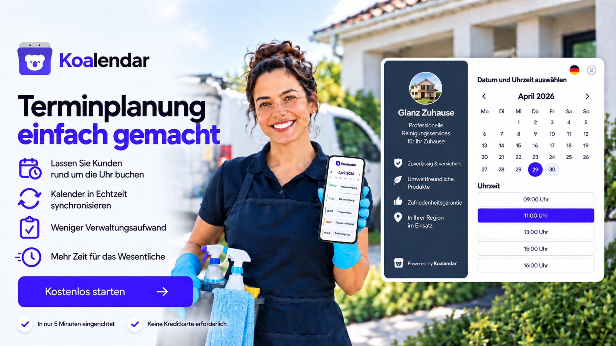 Koalendar-Software für Dienstleistungsunternehmen, die das Buchen von Services erleichtert 