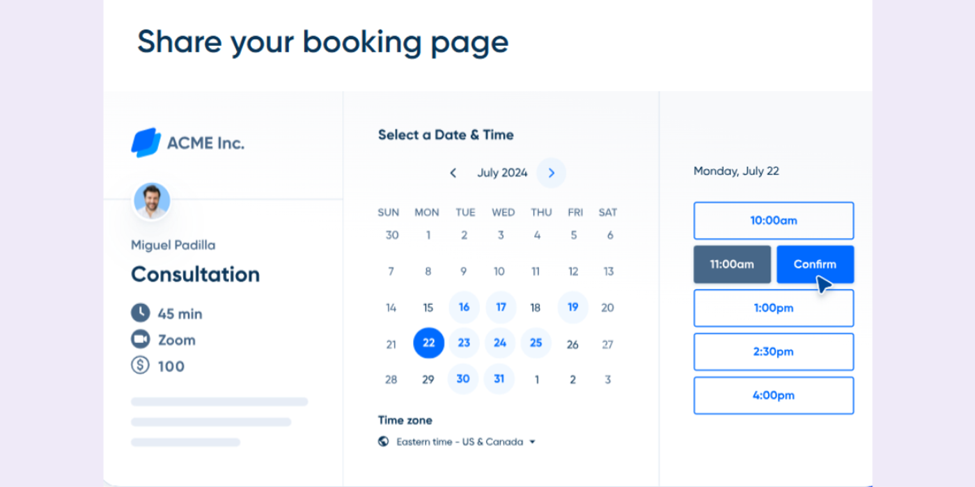 Calendly scheduling tool interface, paid version