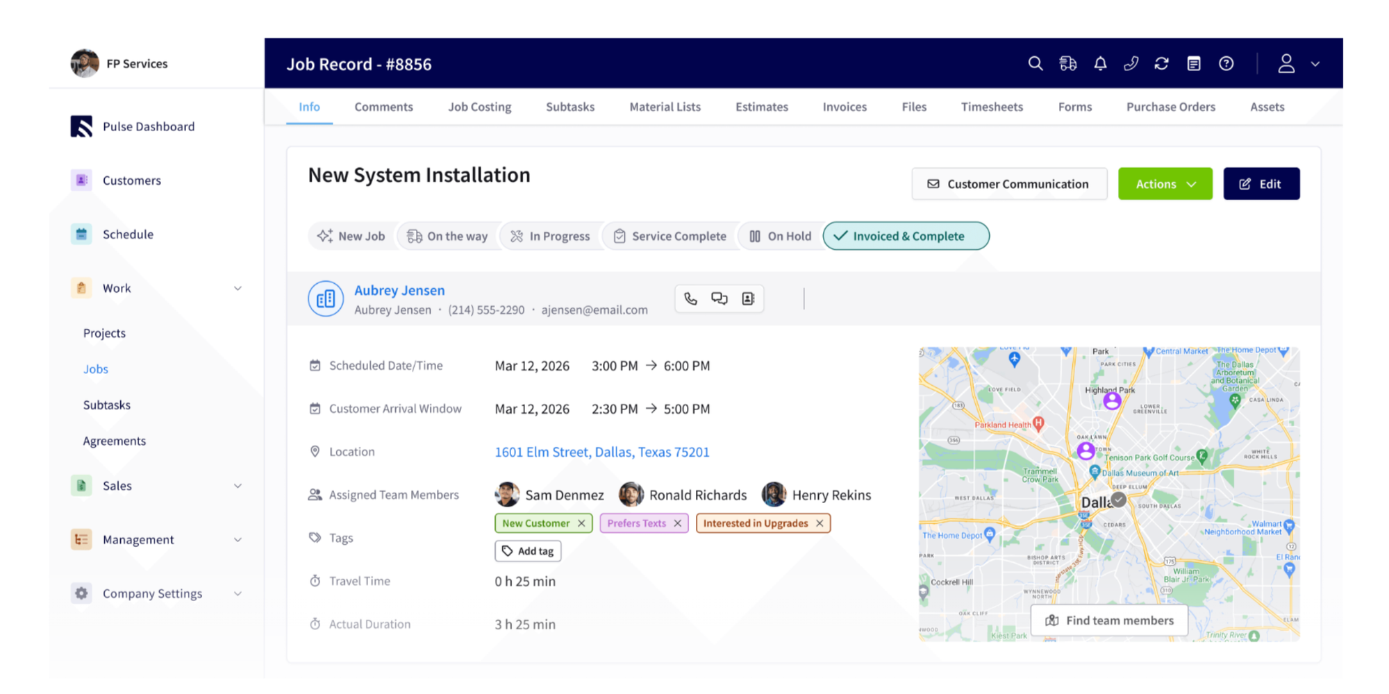 FieldPulse dashboard view home services scheduling software