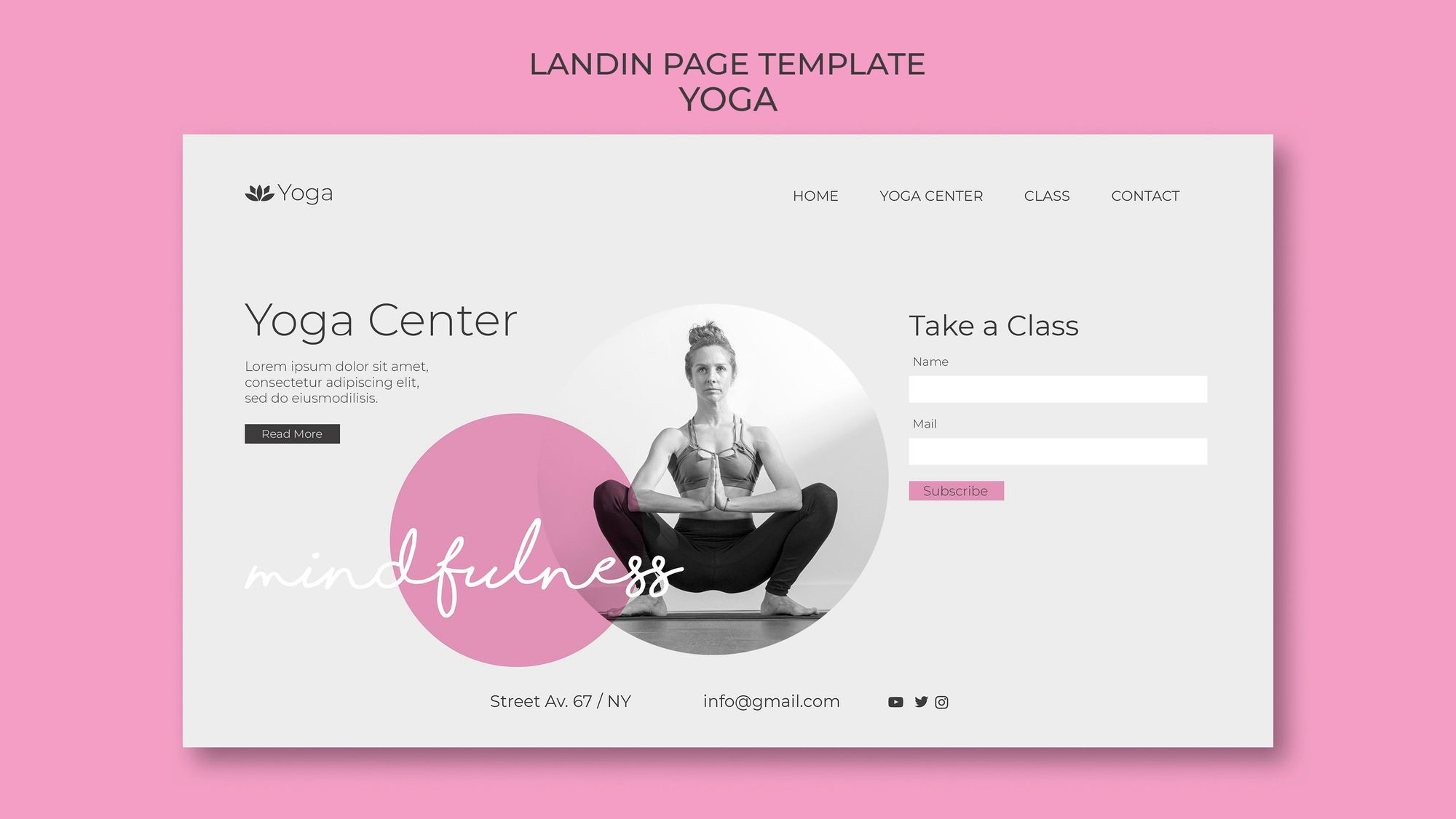 Yoga classes booking page example